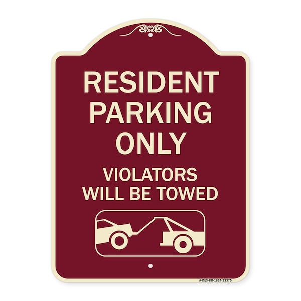 Signmission Parking Reserved Towing Resident Parking Violators Will Towed Alum Sign, 24" x 18", BU-1824-23375 A-DES-BU-1824-23375 - main